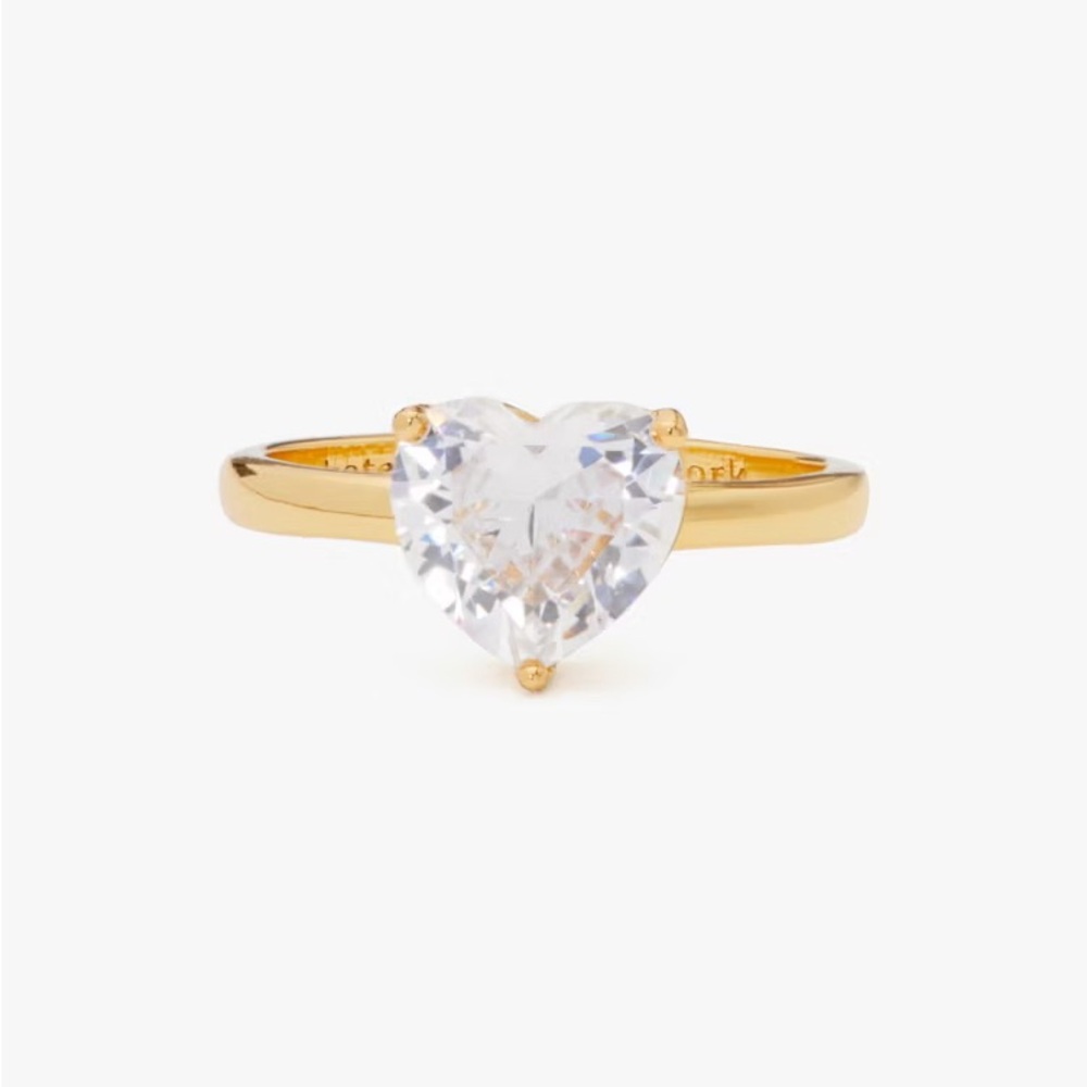 kate spade Gold Heart Ring with Clear Stone